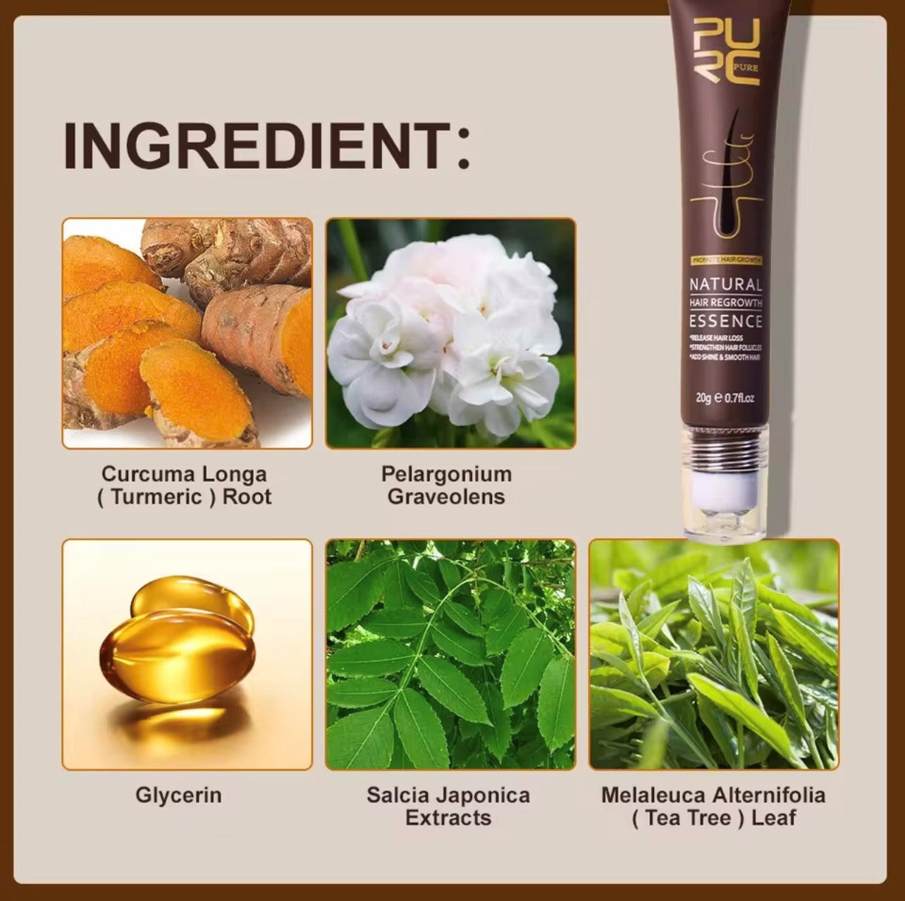 PURC Ginger Hair Growth Serum Hair Loss Treatment Fast Hair Growth Products for Men Women Hair Care