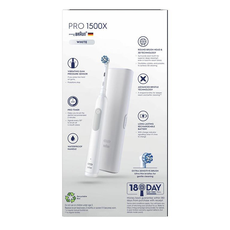 Oral B Electric Toothbrush Pro 1,500X White